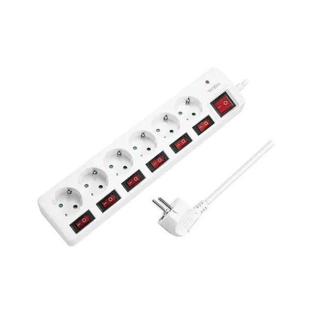 LogiLink Power Strip 6-socket 1.5m White (LPS250)