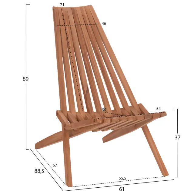 ΠΟΛΥΘΡΟΝΑ LOUNGE ΠΤΥΣΣΟΜΕΝΗ FB918112 ΞΥΛΟ TEAK--ΦΥΣΙΚΟ 61x88.5x89Υεκ. 2