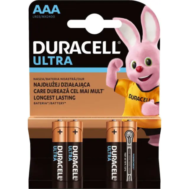 Duracell Ultra Αλκαλικές Μπαταρίες AAA 1.5V 4τμ