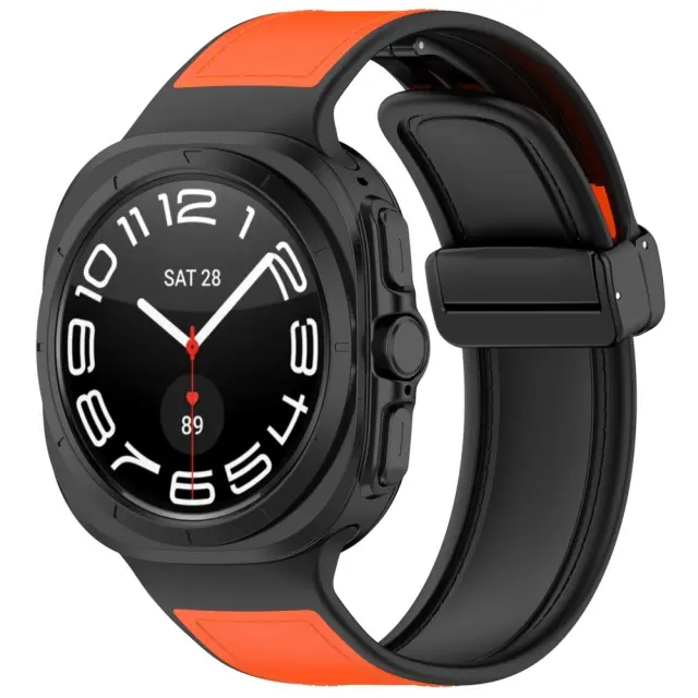 Μαγνητικό Λουράκι Δερμάτινο για Galaxy Watch Ultra (47mm)-Orange/Black OEM