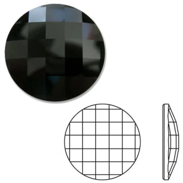 Swarovski 2035 Chessboard Circle Crystal Jet Ø14mm - 2τεμ