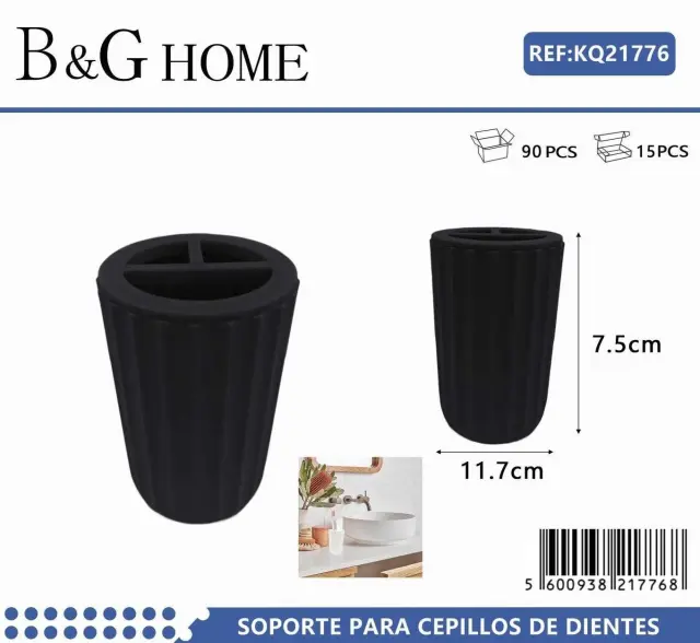 Θήκες οδοντόβουρτσας πλαστικές σε σετ 5Χ - Black - 21776 2