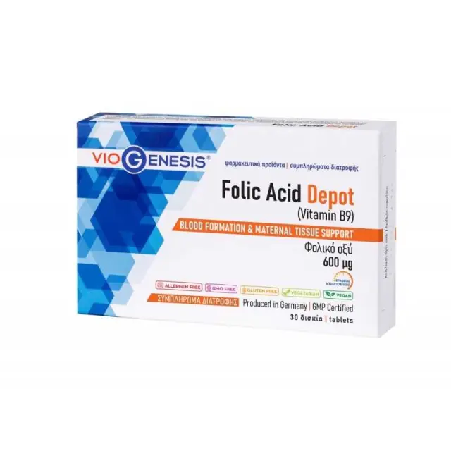 Viogenesis Folic Acid 600μg Depot 30 Δισκία
