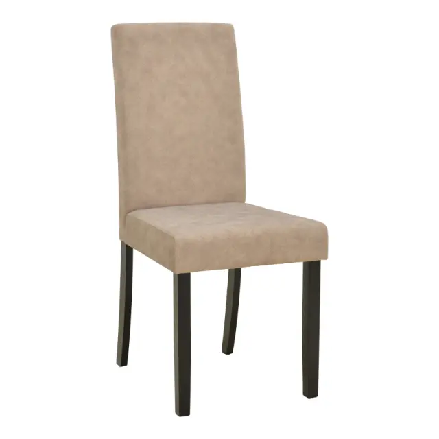 Καρέκλα Zeben pakoworld μπεζ ύφασμα με πόδι μαύρο rubberwood 43,5x55,5x93,5εκ | Συσκευασία 2 τμχ