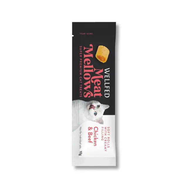 Wellfed Meat Mellows Λιχουδιά σε Ρολάκια με Γεύση Κοτόπουλο & Μοσχάρι για Γάτες (3x10gr) Μονόχρωμο 2