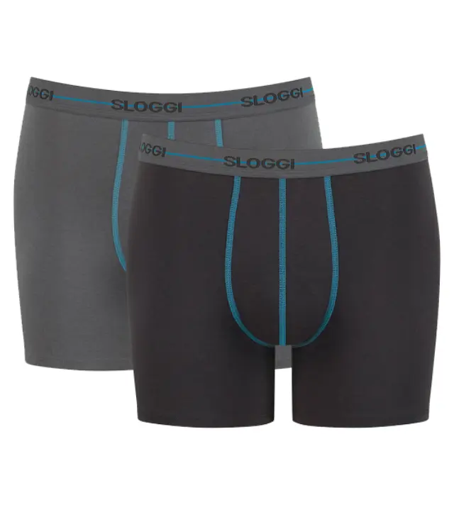 Sloggi Ανδρικό Boxer Start Short Box - Διπλό Πακέτο, Χρώμα Γκρι-Σκούρο Γκρι - M
