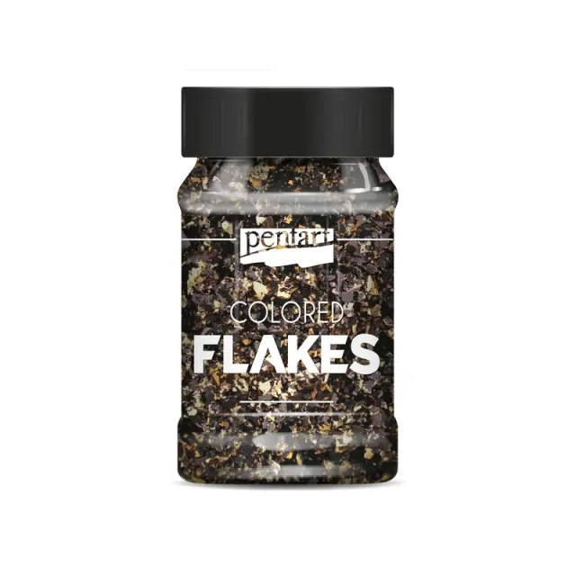 Φύλλα μεταλλικά Nιφάδες χρωματιστές Pentart 100 ml, Black Gold