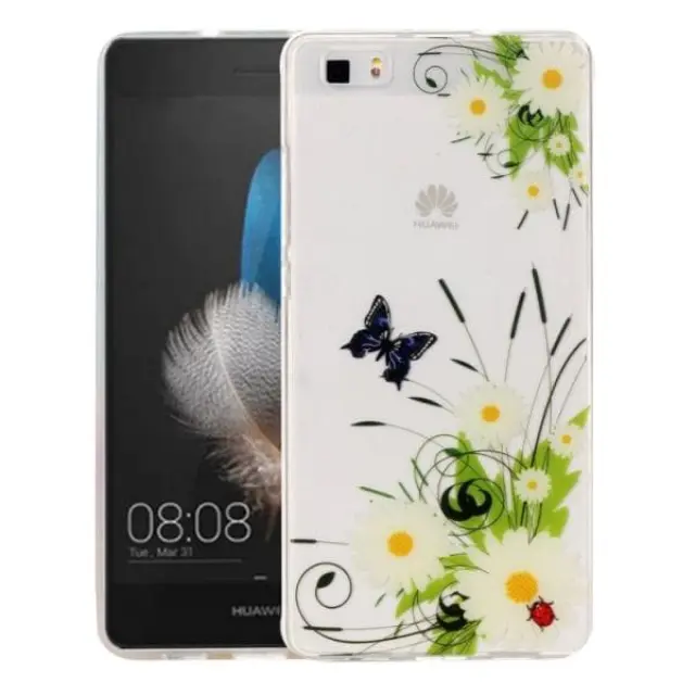 Θήκη Σιλικόνης για Huawei P8 Lite Διάφανη Σχέδιο Χρυσάνθεμο OEM