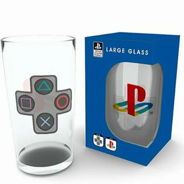 PLAYSTATION - Large Glass - 400ml - Buttons - box - Fan Shop and Merchandise