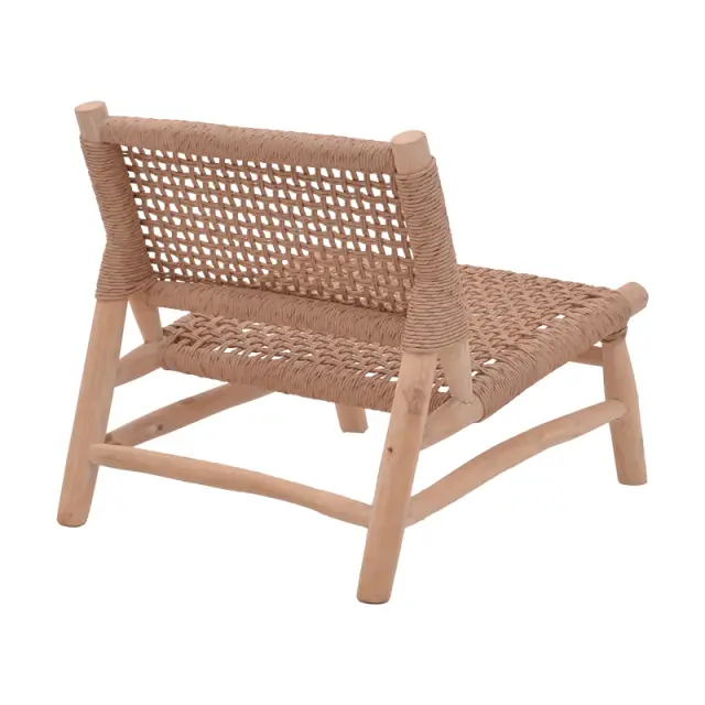 Πολυθρόνα Wanderlene pakoworld σκελετός teak ξύλο με σχοινί σε φυσική απόχρωση 67x79x68εκ 2