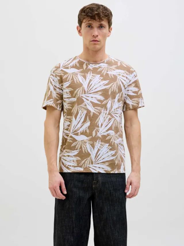 JJEBRYAN AOP TEE S/S O-NECK SN Coriander