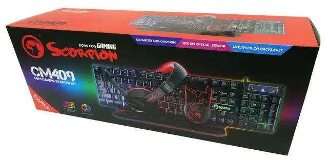 MARVO CM409 GAMING SET, ΠΛΗΚΤΡΟΛΟΓΙΟ + ΠΟΝΤΙΚΙ + MOUSEPAD + ΑΚΟΥΣΤΙΚΑ