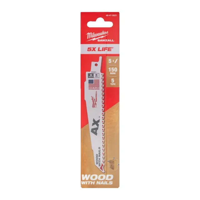 Milwaukee 48475021 - Λάμες κατεδάφισης HEAVY DUTY AX™ για ξύλα με πρόκες 150MMx 5 Tpi – 5 TEM 2