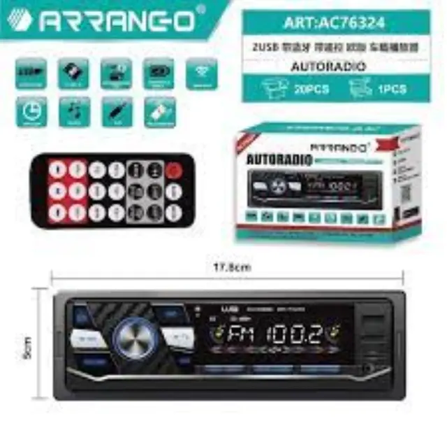 ARRANGO AC76324 AUTORADIO BLUETOOTH AUX USB SD 178x50mm 2