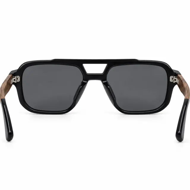 Ghetto Sunglasses – Black + Natural Wood | Urban Streetwear Unisex 3