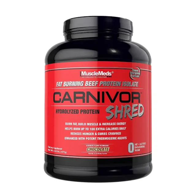 MuscleMeds Carnivor Shred 100% Beef Protein + Fat Burn Chocolate, 56 Servings