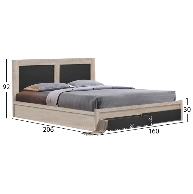 ΚΡΕΒΑΤΙ FB9312.04 ΜΕ 2 ΣΥΡΤΑΡΙΑ SONOMA-ΓΚΡΙ ΓΙΑ ΣΤΡΩΜΑ 150x200εκ. 3