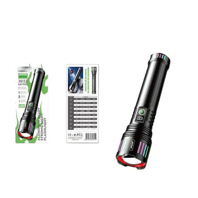 Andowl Επαναφορτιζόμενος Φακός Led 2000mAh με 5 λειτουργίες με δυνατότητα ζουμ L660 - Aluminum Alloy Strong Light Flashlight 075627