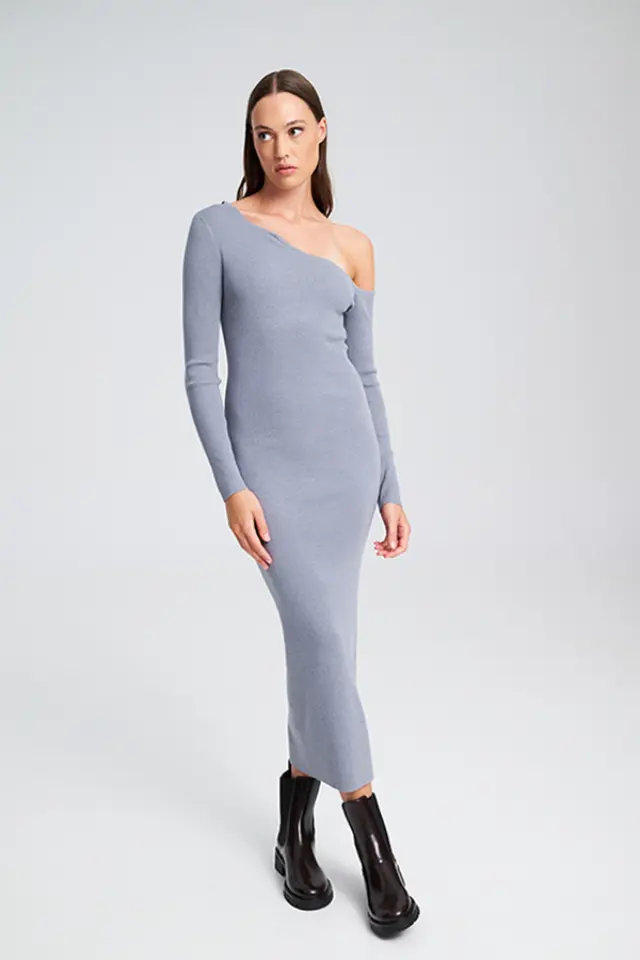 Πλεκτό Φόρεμα με Έναν Ώμο JERRIN KNITTED DRESS - M