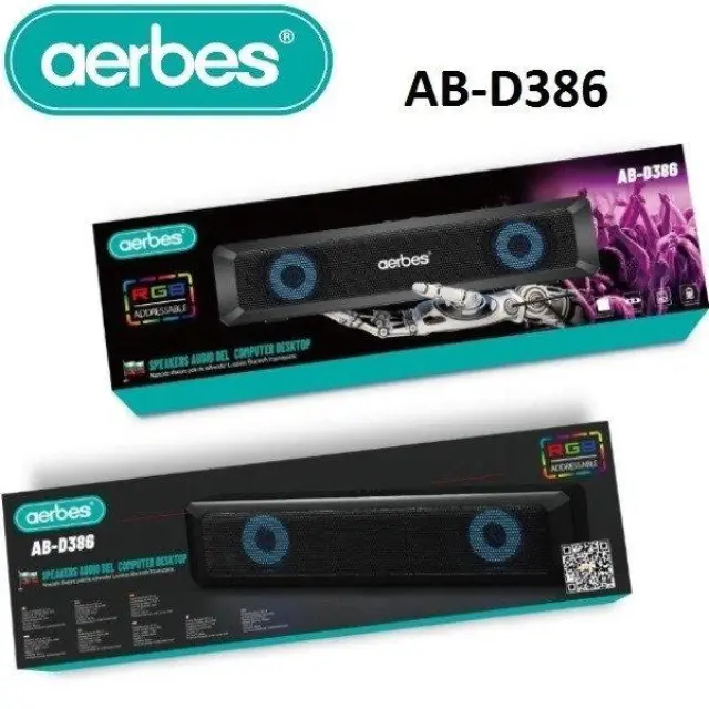AB-D386 Ηχεία Υπολογιστή 2.0 με RGB Φωτισμό σε Μαύρο Χρώμα