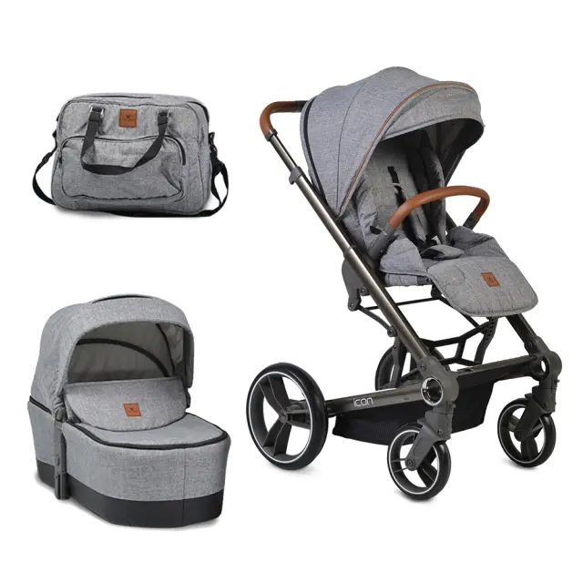 Καρότσι 3σε1 με ξεχωριστό Πορτ μπεμπέ και Car Seat Icon Cangaroo Grey 3800146235000
