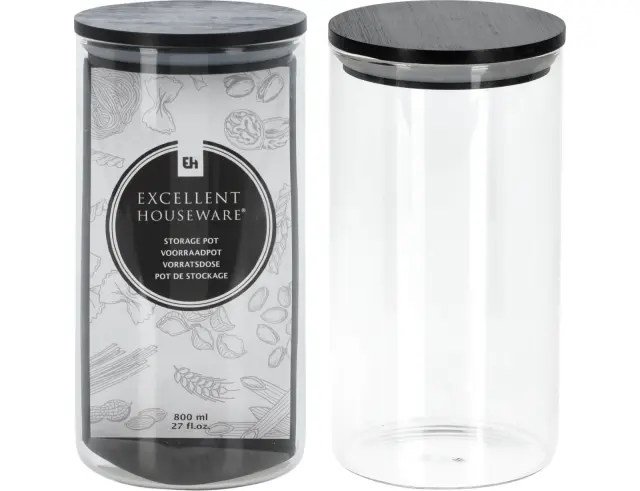 Γυάλινο δοχείο αποθήκευσης Excellent Houseware χωρητικότητας 800ml CD1002500