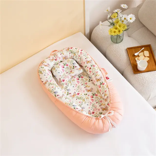 Βρεφική Φωλιά 53x88 Με Μαξιλάρι 18x23 Beauty Home Art 5348 Σομόν 100% βαμβακερό 3