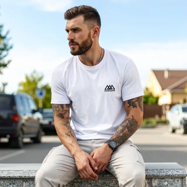 T-shirt Noshame® Λευκό με τύπωμα - 112514 - XXL