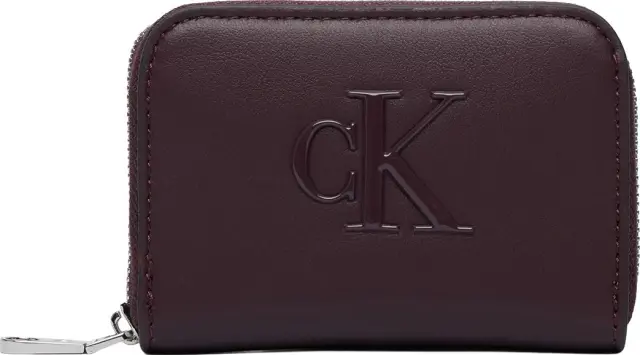 Calvin Klein Γυναικείο Μικρό Πορτοφόλι Bold CK Medium Zip Around Μπορντό