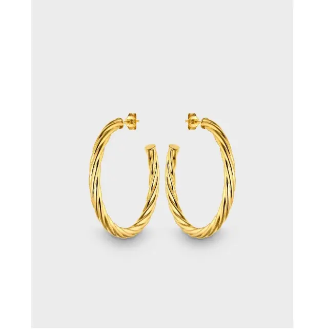 Vogue σκουλαρίκια κρίκοι με κυματισμούς από επιχρυσωμένο Ασήμι 925° 20178170201