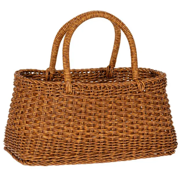 Καλάθι με χερούλια καφέ rattan πλαστικό 30x15,5x15cm Iliadis 85954