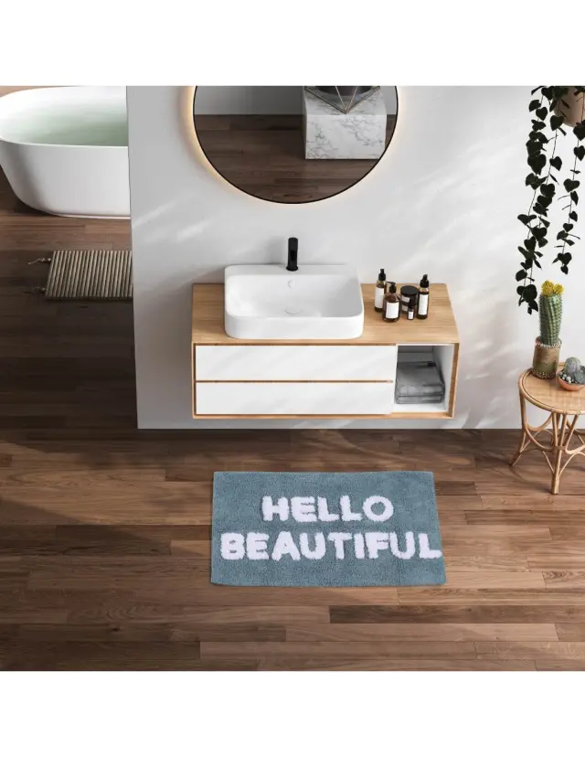 Πατάκι Μπάνιου 50Χ80 Cotton Das Home 0671 Γαλάζιο-Λευκό 3