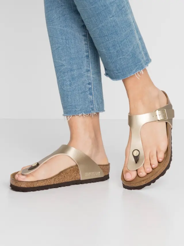Birkenstock Σαγιονάρες Γυναικείο Birko-Flor(ανθεκτικό υλικό της Birkenstock-επιτρέπει την επαφή με το νερό) Χρυσό BIR/GIZEH 1016108 GOLD 2