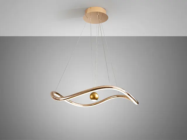 ROMINA Κρεμαστό Φωτιστικό LED Χρυσό Γυαλιστερό Ø78 cm Dimmable με Τηλεχειριστήριο 3