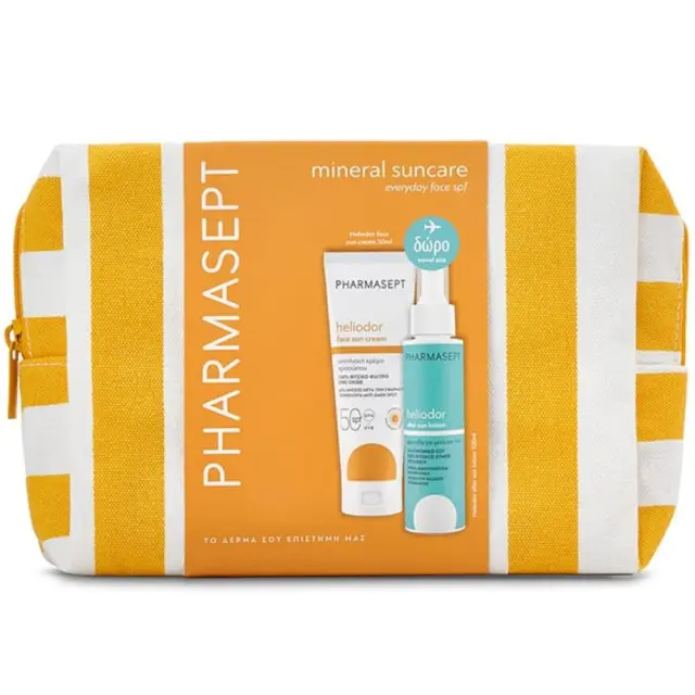 Pharmasept Heliodor Promo Pack Face Sun Cream SPF50, 50ml & After Sun Lotion, 100ml & Δώρο Beach Pouch