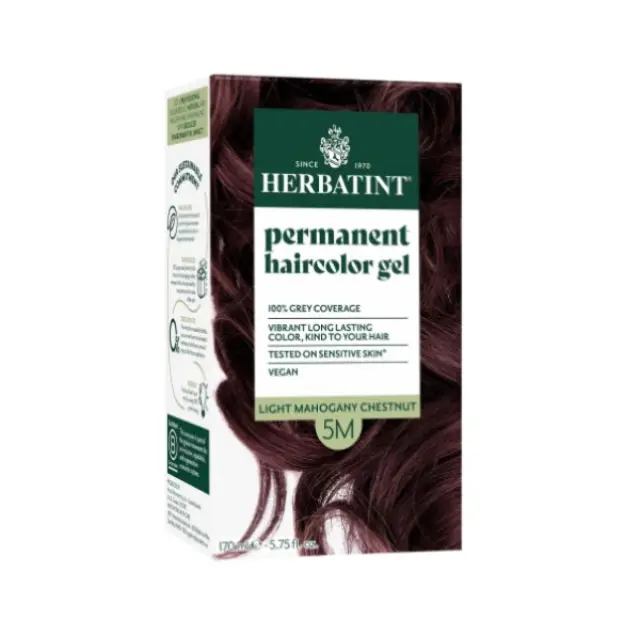 Herbatint Permanent Gel Βαφή Μαλλιών Χωρίς Αμμωνία 5m Καστανο Ανοιχτο Μαονι 170ml