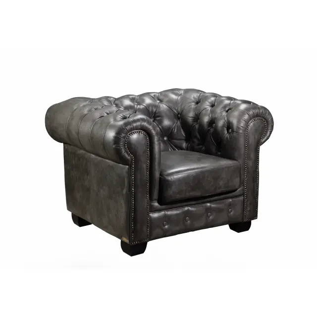 Πολυθρόνα CHESTERFIELD 689 Δέρμα Antique Grey 103x92x72cm