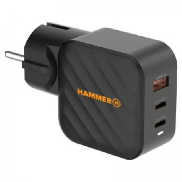Φορτιστής Ταξιδίου Ταχείας Φόρτισης Hammer RapidCharge Duo με Τριπλή Έξοδο USB A & 2xUSB C PD 65W Μαύρο N69485 2