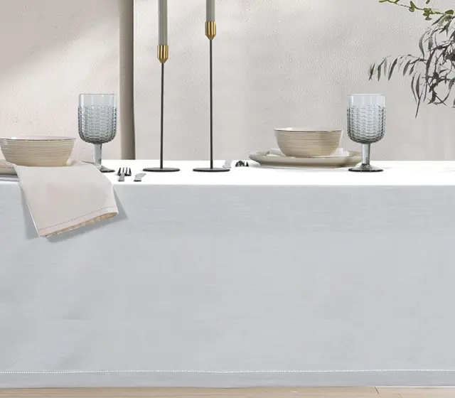 ΤΡΑΠΕΖΟΜΑΝΤΗΛΟ ΡΟΤΟΝΤΑ STEADY D.180cm NEF-NEF HOMEWARE, 100% BAMBAKI - WHITE (039721)