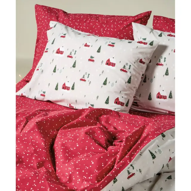 Σετ Παπλωματοθήκη Υπέρδιπλη 3 Τεμαχίων Kentia Feliz Off White-Red-Green-White 225x245 2