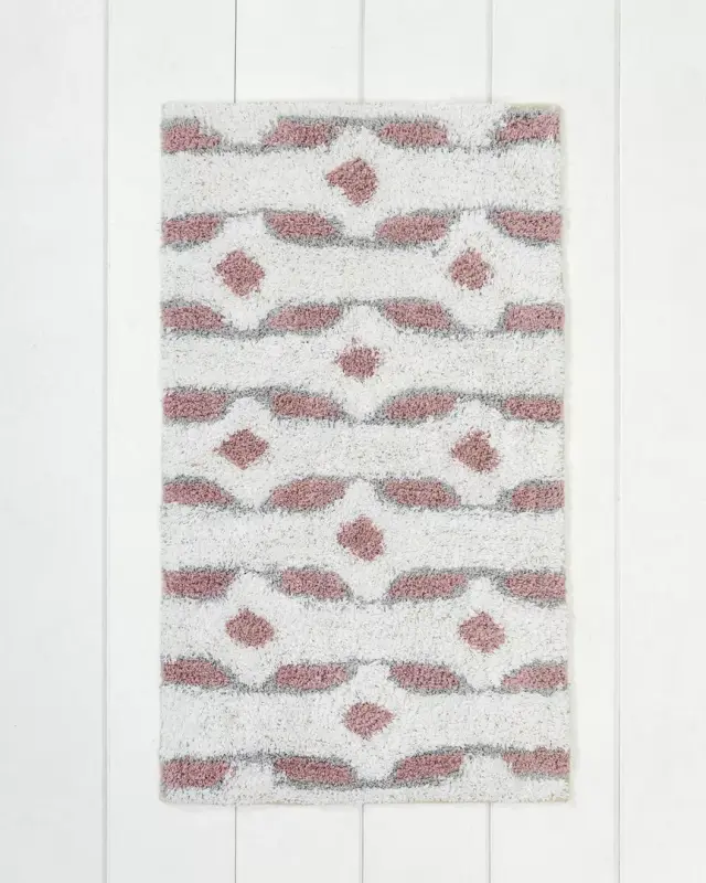 Πατάκι Μπάνιου Tratto - Apple Pink Λευκό, Ροζ Ταπέτο 50x80