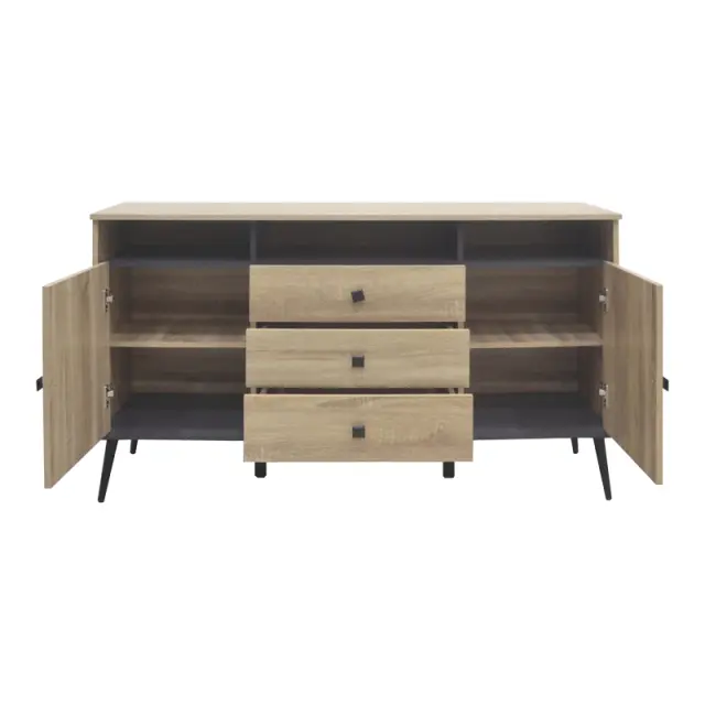 Μπουφές Zezan pakoworld σε sonoma-ανθρακί απόχρωση 140.5x41.5x80εκ 2