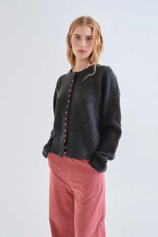 COMPANIA FANTASTICA KNITTED CARDIGAN (63C/10239 DARK GREY) - L