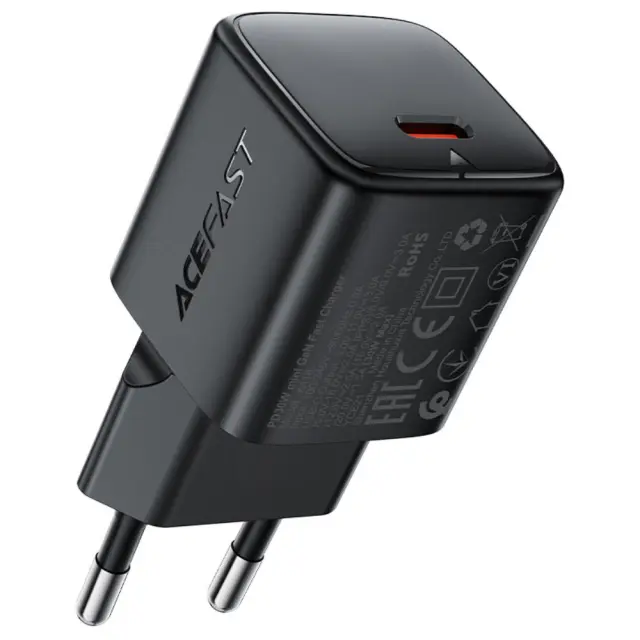 Φορτιστής Ταξιδίου Acefast A118 Mini Fast Charging 1xUSB-C PD30W QC3.0 GaN Μαύρος