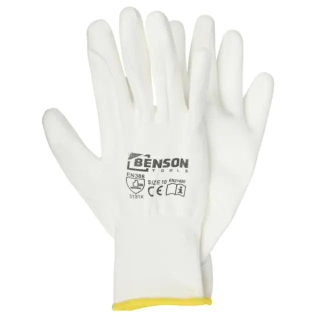 Working gloves PU palm white size 10