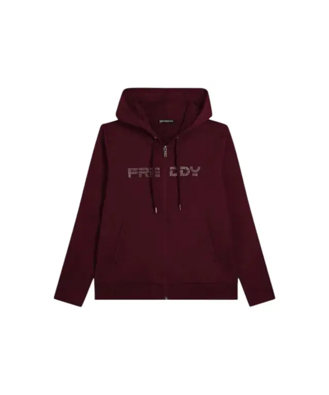 Freddy - Γυναικεία Ζακέτα Φούτερ zip hoodie with logoed band F25WCRS2-K92 Μπορντό - XS 3