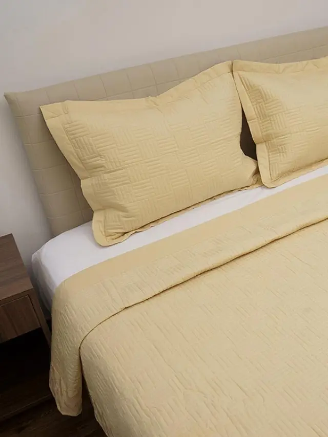 Κουβερλί Percale κεντητό Yellow Υπέρδιπλο (220x240) Sunshine