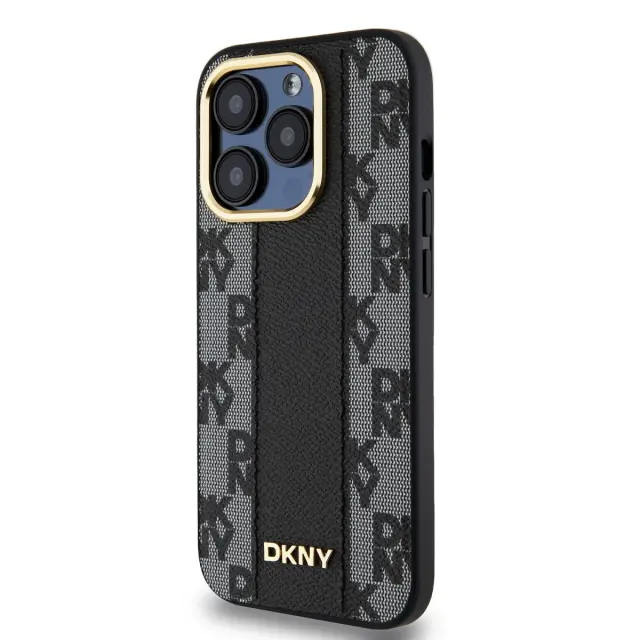 DKNY PU Leather Checkered Pattern Magsafe Case for iPhone 15 Pro Max Black 3