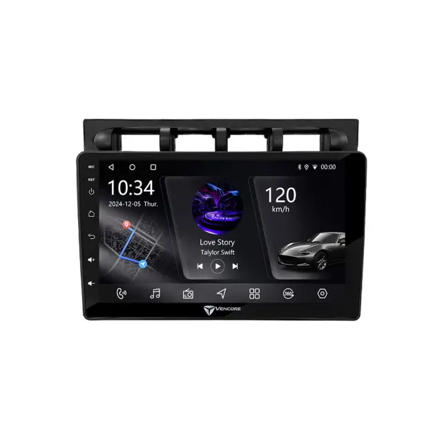 VenCore Οθόνη Multimedia Android 15 9" PX5S Octa-Core 2GB/32GB IPS με Πρόσοψη, CarPlay, Android Auto και Υποστήριξη Κάμερας 360° για Kia Picanto 2004-2007 – Μαύρη (3236-10005-0469B) 2