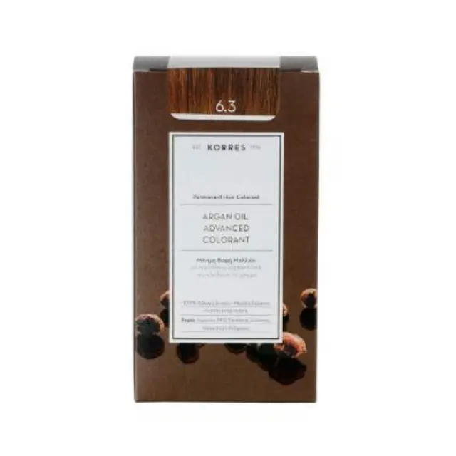 Korres Argan Oil Advanced Colorant Μόνιμη Βαφή Μαλλιών 6.3 Ξανθό Σκούρο Μελί, 50ml 2